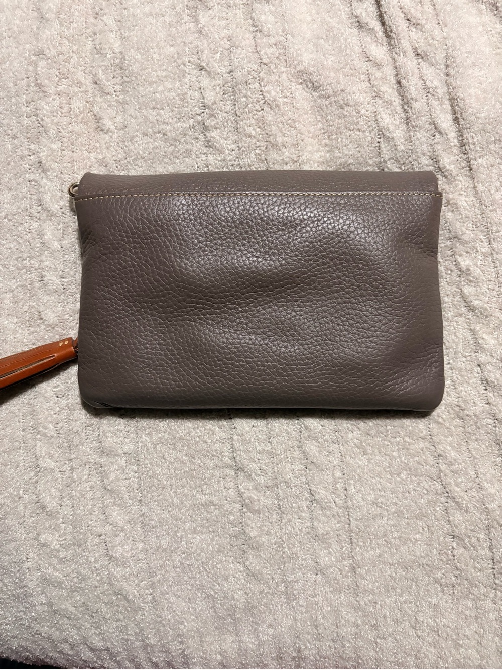 Dooney & Bourke Pebbled Leather Fold-Over Wristlet Clutch - Taupe Gray - Picture 2 of 4
